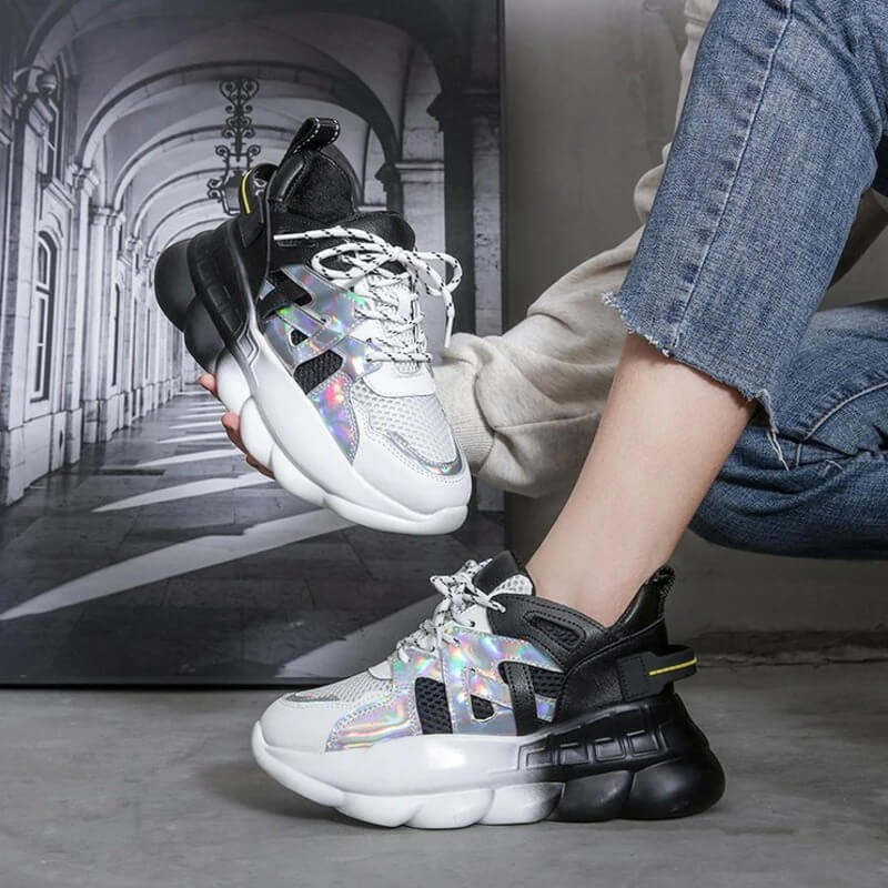 Designers Women Platform Sneakers Ulzzang Fashion Green Lace Up Vulcanized Shoes Sports Woman Casual Old Dad Shoes 6cm