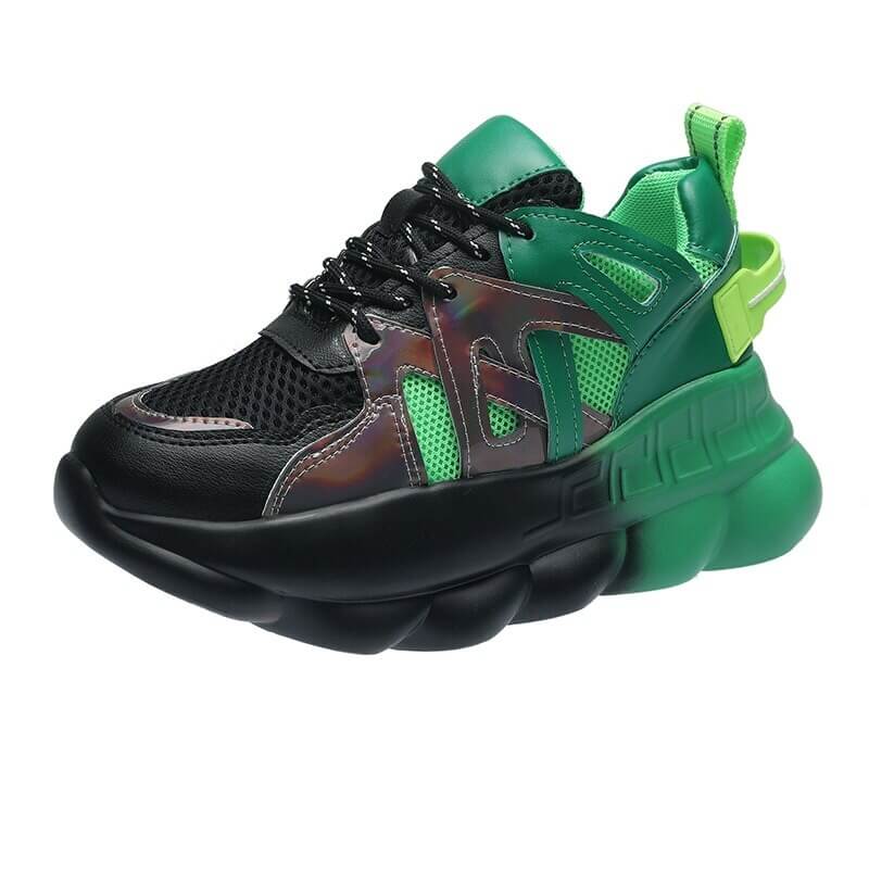 Designers Women Platform Sneakers Ulzzang Fashion Green Lace Up Vulcanized Shoes Sports Woman Casual Old Dad Shoes 6cm