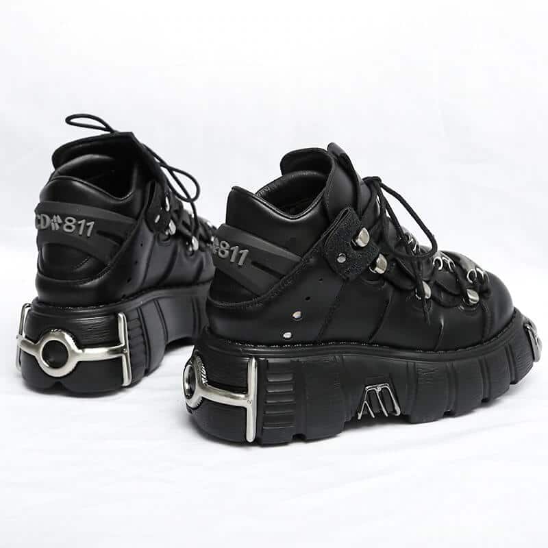 2020 Punk Style Women Sneakers Lace-up 6CM Platform Shoes Woman Creepers Female Casual Flats Metal Decor Tenis Feminino