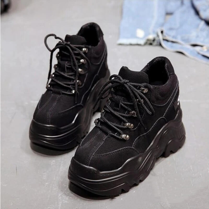 Nevada High Heel Women Thick Sole Shoe Leather Wedge Sneaker Waterproof Breathable Casual Shoes