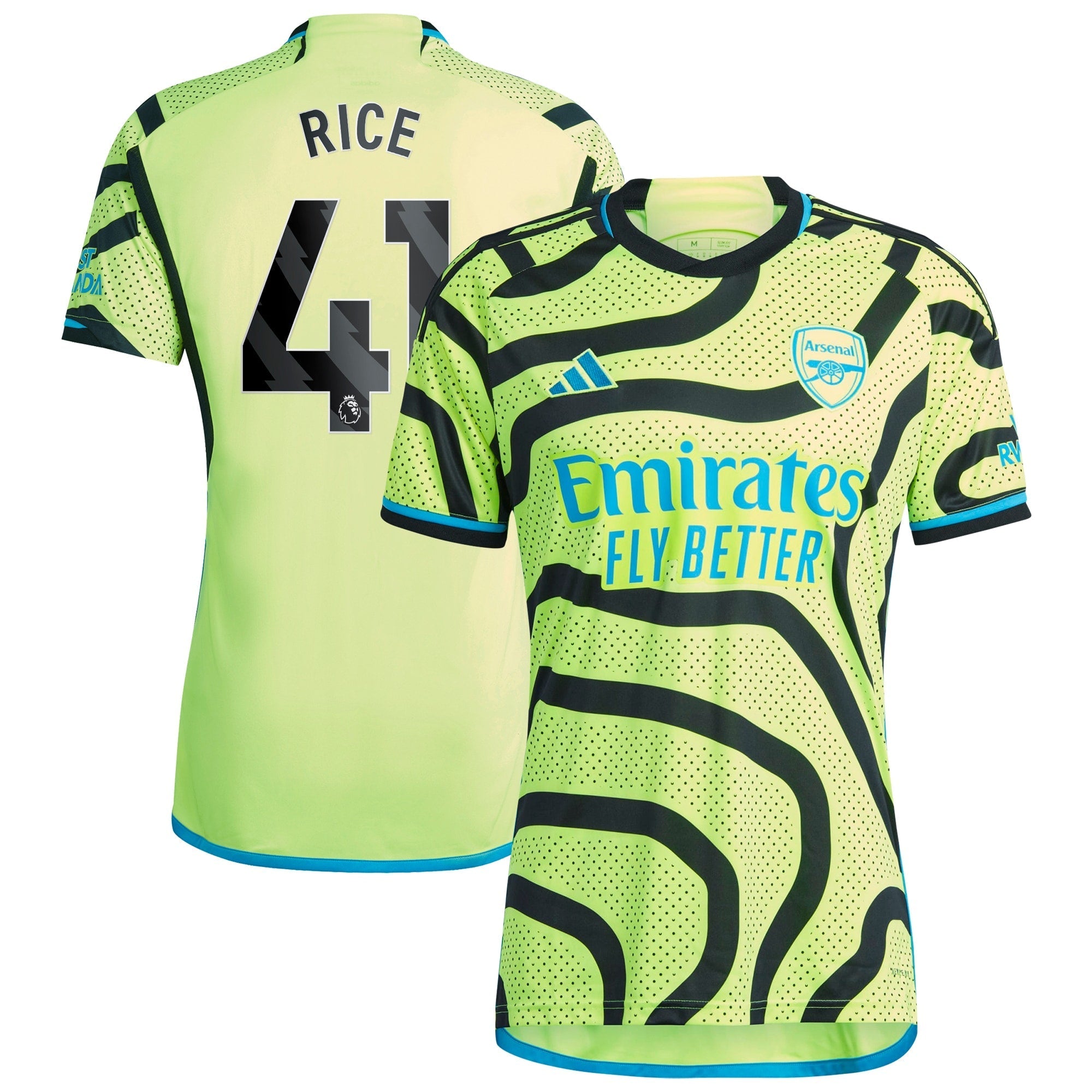 Declan Rice Arsenal adidas 2023/24 Away Player Authentic T-shirt - Yellow