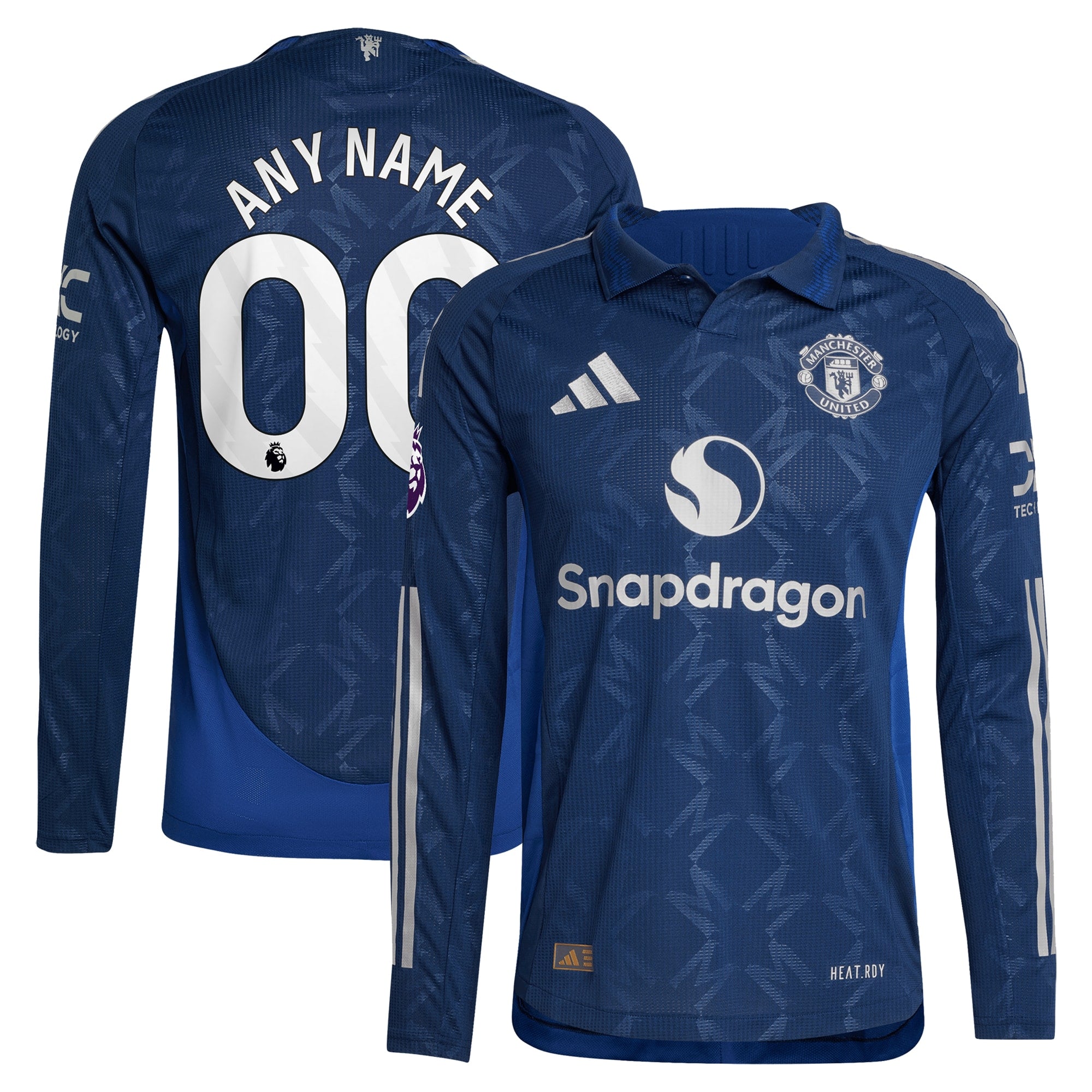 Manchester United adidas 2024/25 Away Long Sleeve Custom Authentic T-shirt - Navy