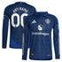 Manchester United adidas 2024/25 Away Long Sleeve Custom Authentic T-shirt - Navy
