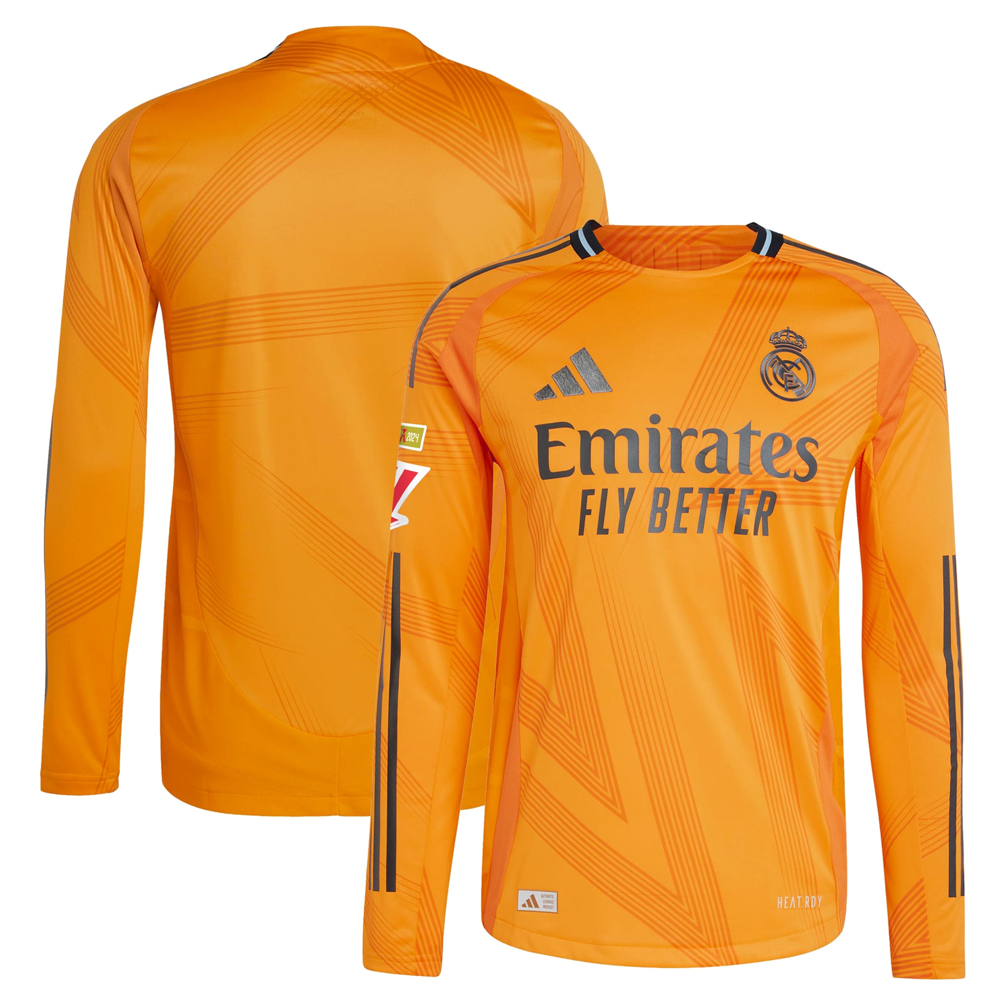 Real Madrid adidas 2024/25 Away Long Sleeve Authentic T-shirt - Orange