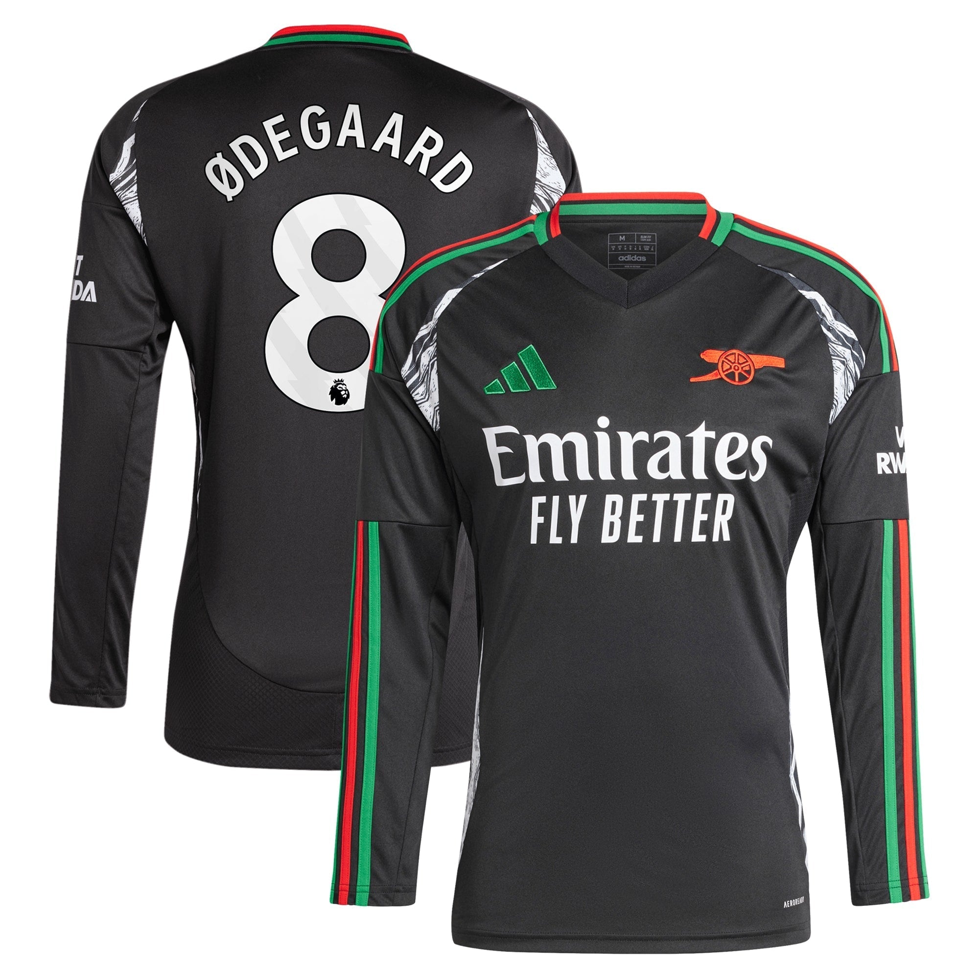 Martin Odegaard Arsenal adidas 2024/25 Away Long Sleeve Player Authentic T-shirt - Black