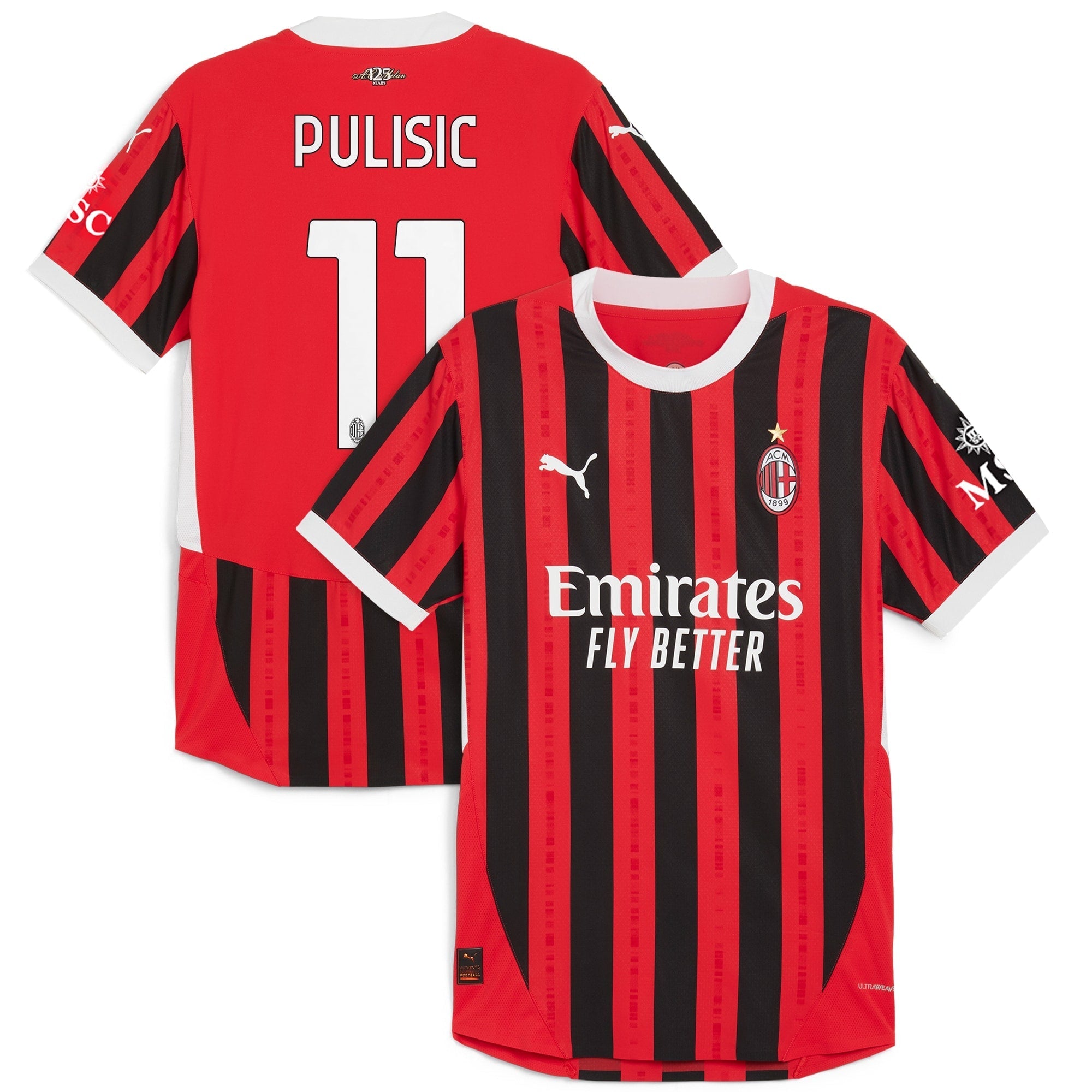 Christian Pulisic AC Milan Puma 2024/25 Home Player Authentic T-shirt - Red