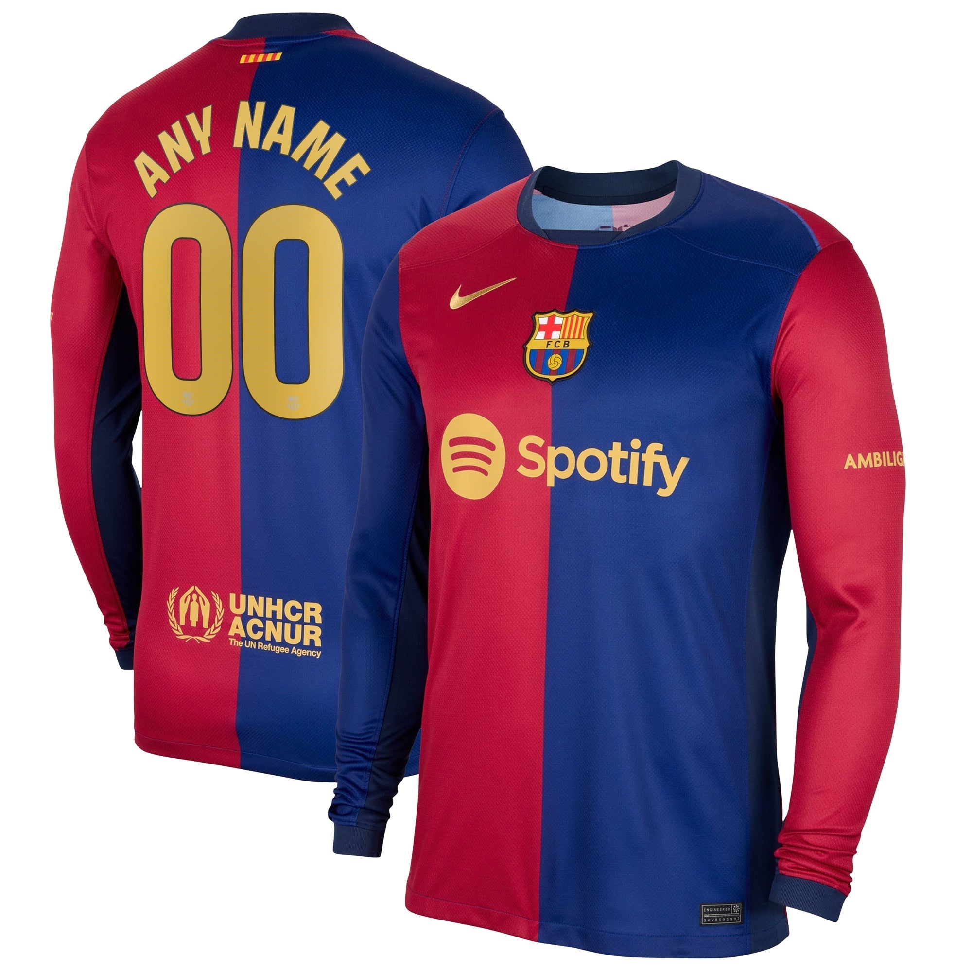 Barcelona Nike 2024/25 Home Long Sleeve Custom Authentic T-shirt - Royal