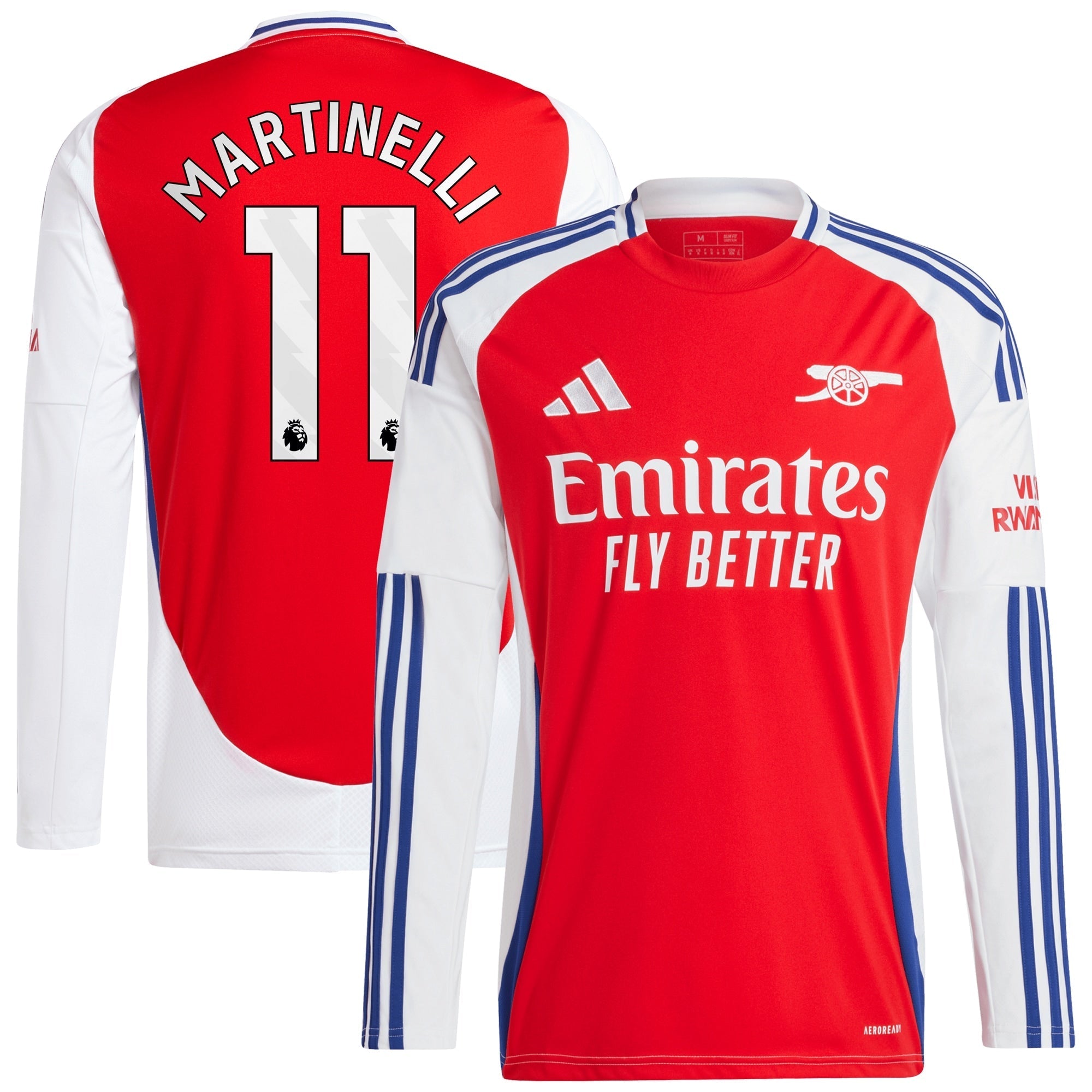 Gabriel Martinelli Arsenal adidas 2024/25 Home Long Sleeve Player Authentic T-shirt – Red