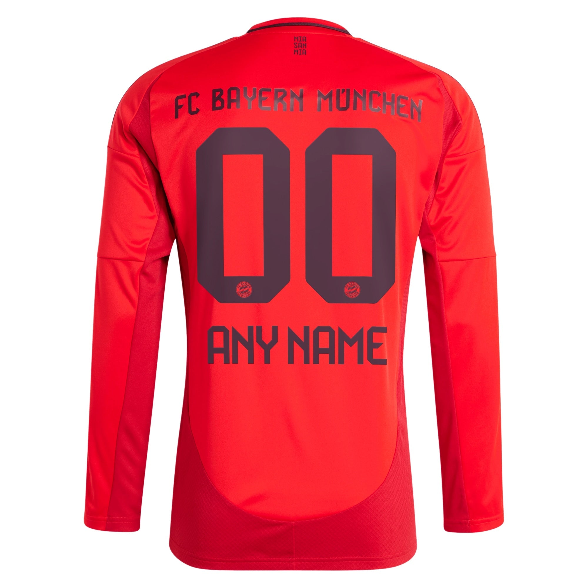 Selected slide 1 of 3Display slide 2 of 3Display slide 3 of 3 Bayern Munich adidas 2024/25 Home Long Sleeve Custom Authentic T-shirt - Red