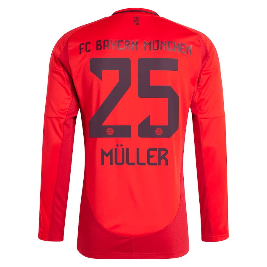 Thomas Müller Bayern Munich adidas 2024/25 Home Long Sleeve Player Authentic T-shirt - Red