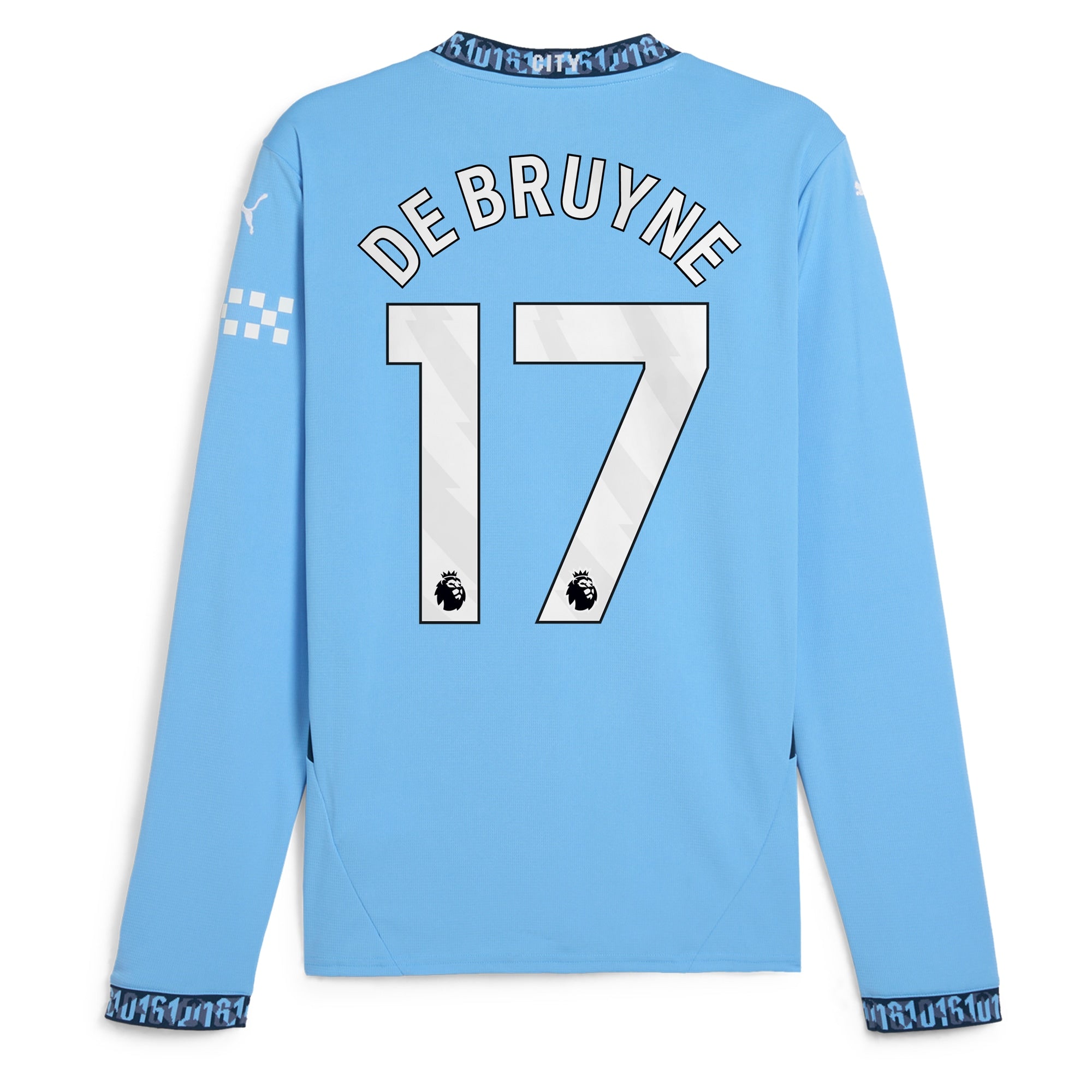 Kevin De Bruyne Manchester City Puma 2024/25 Home Long Sleeve Player Authentic T-shirt - Light Blue
