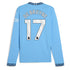 Kevin De Bruyne Manchester City Puma 2024/25 Home Long Sleeve Player Authentic T-shirt - Light Blue