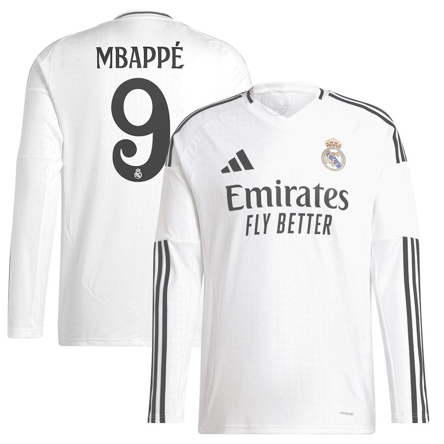 Kylian Mbappé Real Madrid adidas 2024/25 Home Long Sleeve Player Authentic T-shirt - White