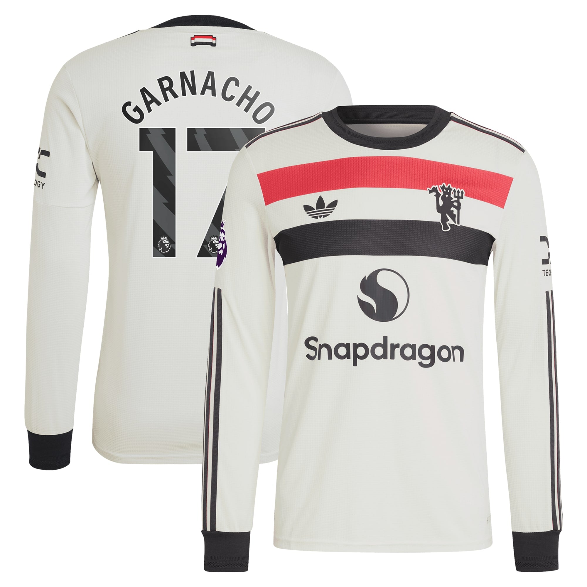 Alejandro Garnacho Manchester United adidas Originals 2024/25 Third Long Sleeve Authentic T-shirt - Cream