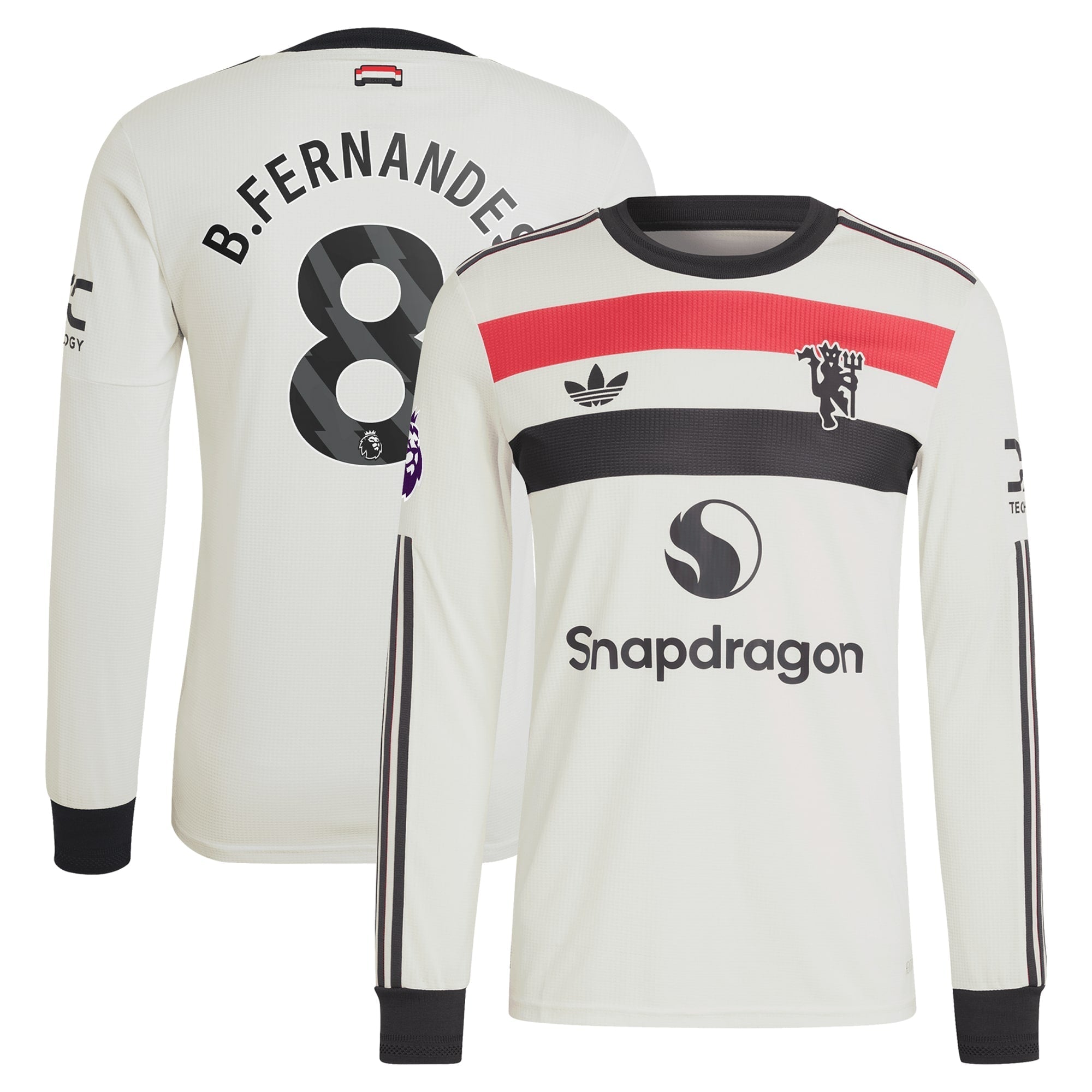 Bruno Fernandes Manchester United adidas Originals 2024/25 Third Long Sleeve Authentic T-shirt - Cream