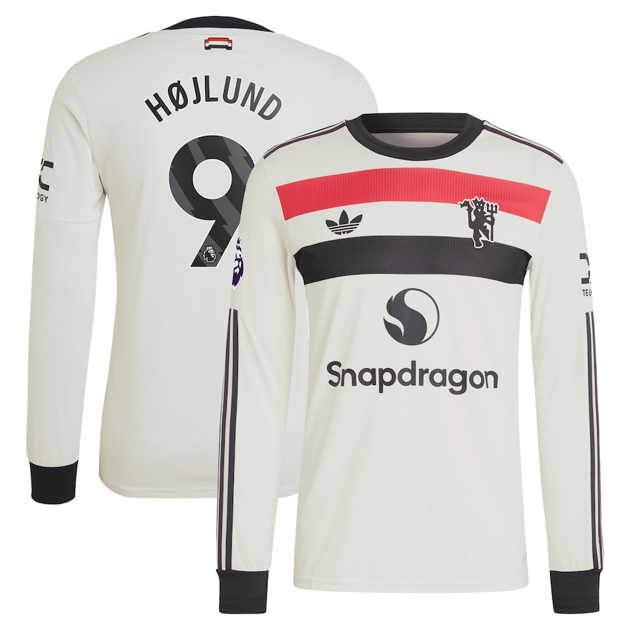 Rasmus Højlund Manchester United adidas Originals 2024/25 Third Long Sleeve Authentic T-shirt - Cream
