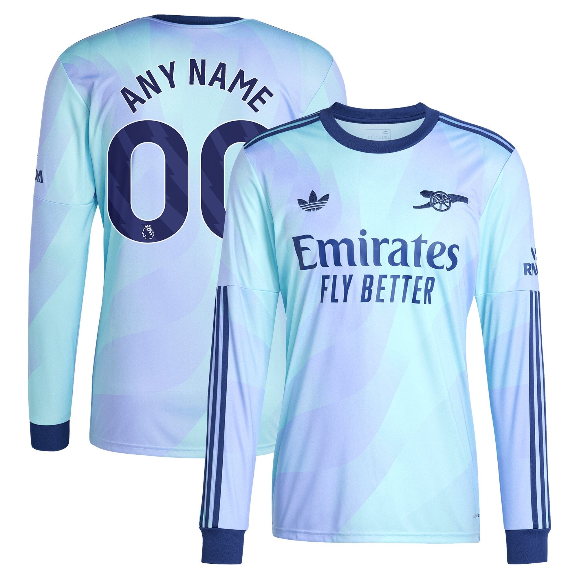 Arsenal adidas Originals 2024/25 Third Long Sleeve Custom Authentic T-shirt - Aqua