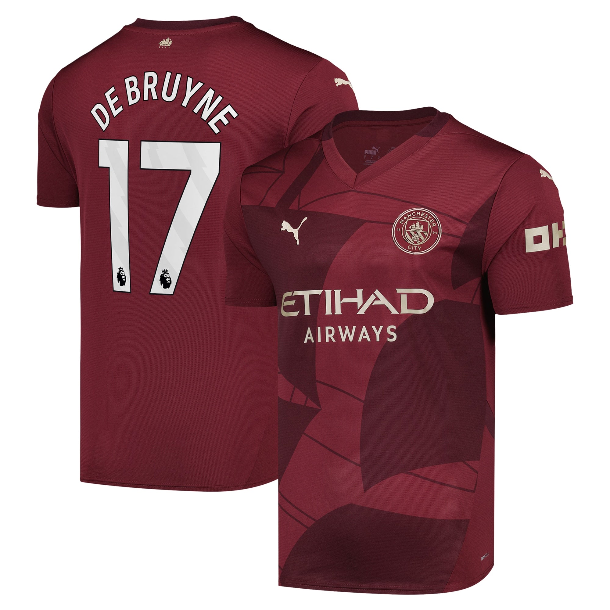 Kevin De Bruyne Manchester City Puma 2024/25 Third Player Authentic T-shirt - Burgundy