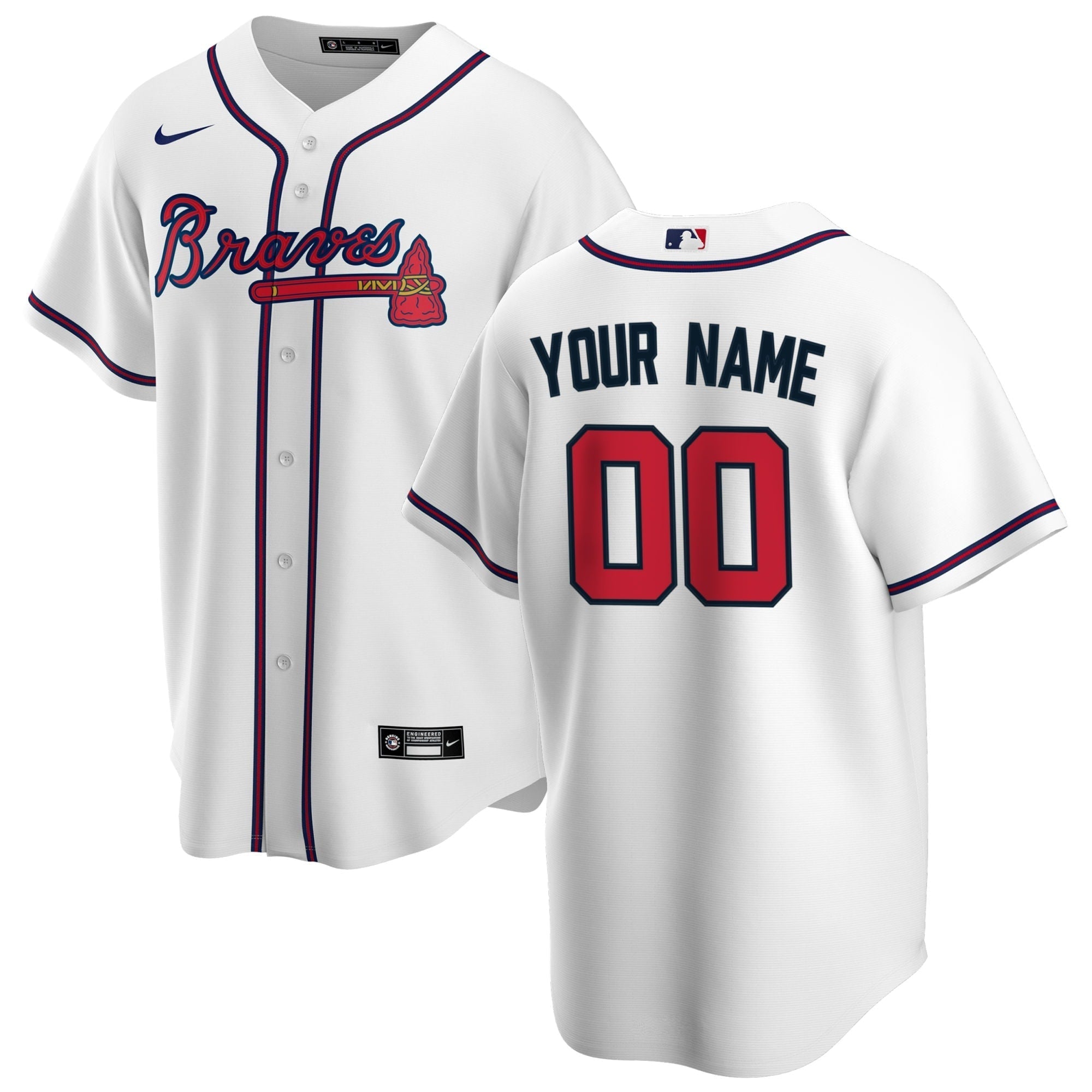Atlanta Braves Nike Home Custom Authentic T-shirt - White