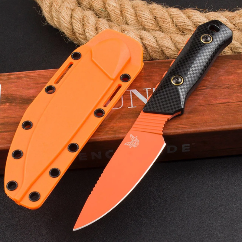Benchmade 15600OR Raghorn Fixed Blade: D2 Steel & All-Weather Santoprene Grip