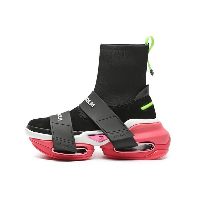 ADBOOV 202 New Fashion High Top Sock Sneakers Women Thick Sole Platform Casual Shoes Ladies Genuine Leather Slip On Sock Boots F