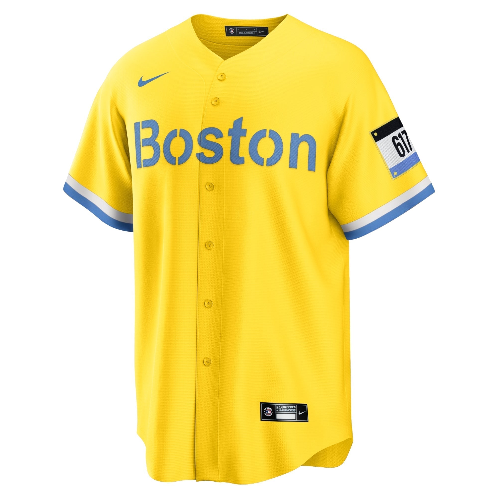 Boston Red Sox Nike City Connect Custom Authentic T-shirt - Gold/Light Blue