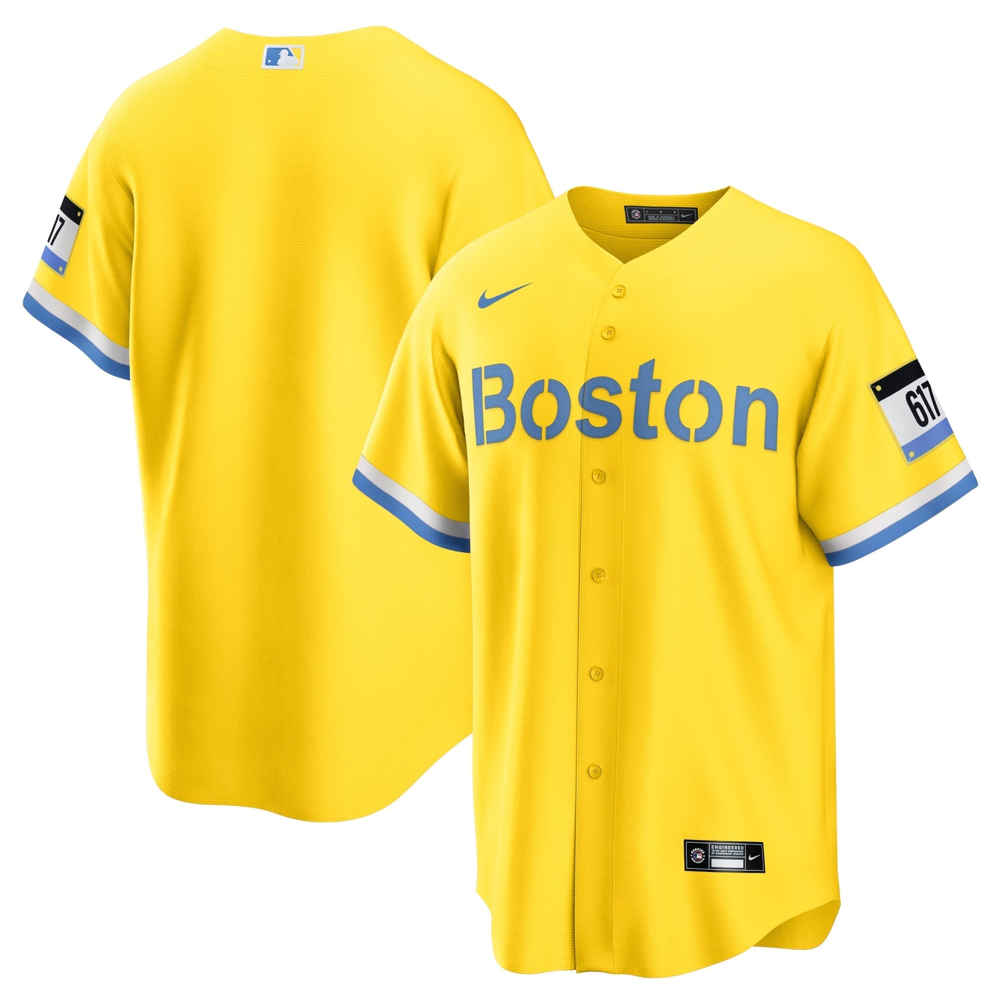 Boston Red Sox Nike City Connect Custom Authentic T-shirt - Gold/Light Blue