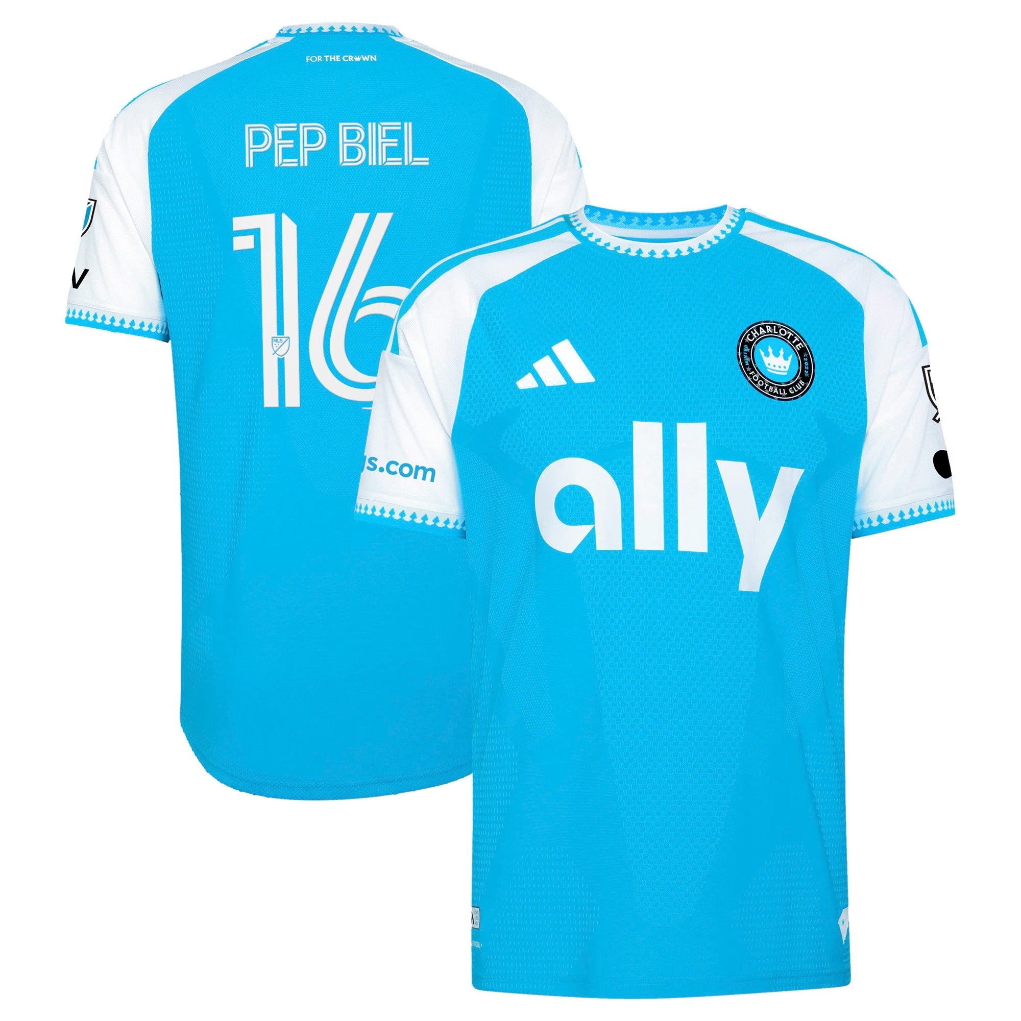Charlotte FC // adidas Pep Biel #16 Official 2026 Carolina Kit On-Field Patch Jersey – Blue