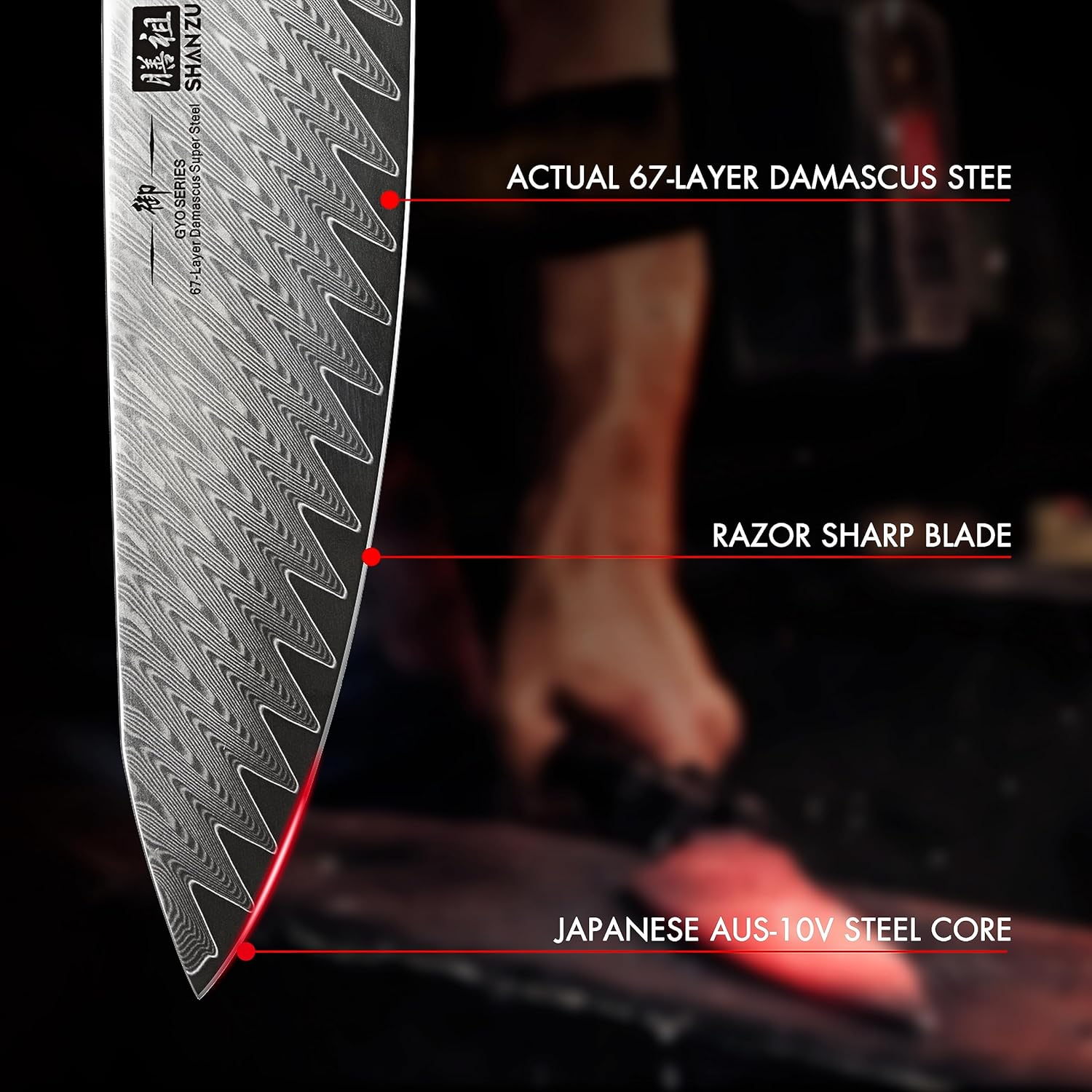 Chef Knife Damascus Steel High Carbon for cooking