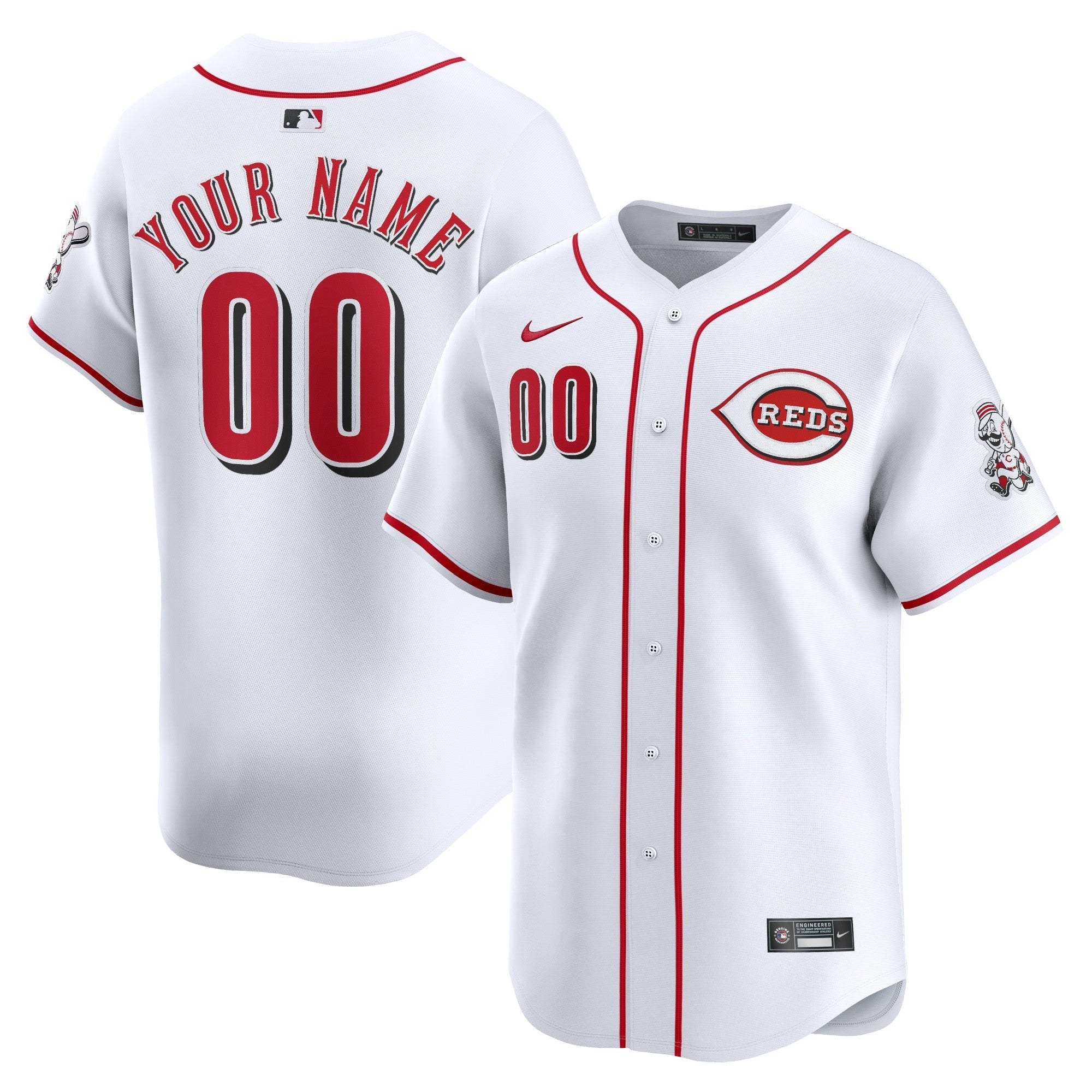 Cincinnati Reds Nike Home Limited Custom Authentic T-shirt - White