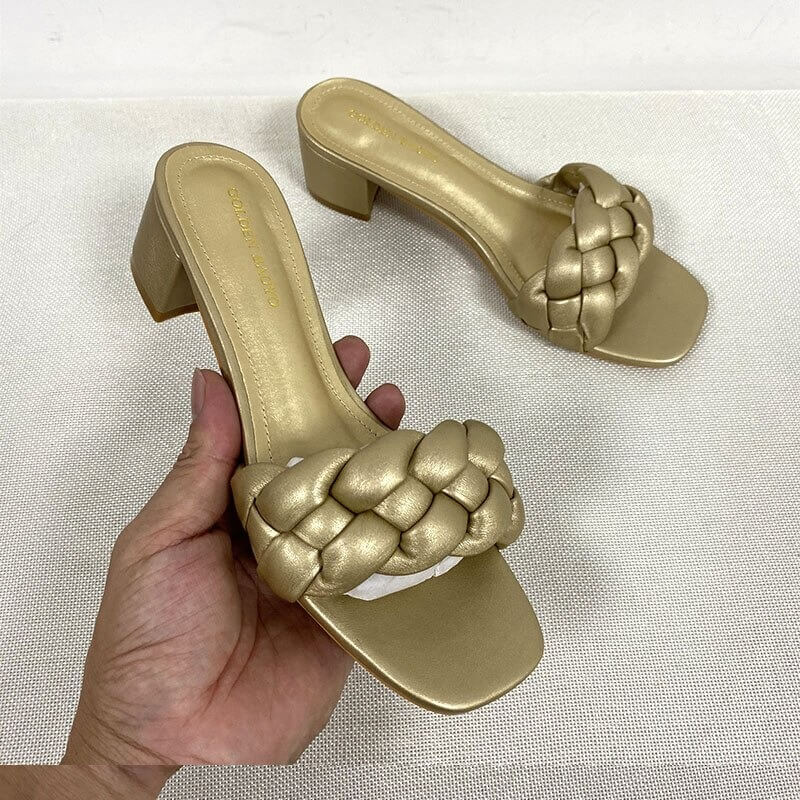 women Nevada low heel sandal summer Shoes Weave Open Toe