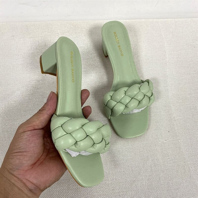 women Nevada low heel sandal summer Shoes Weave Open Toe