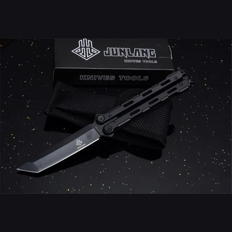 JunLang 03AB All-Steel Hunting Knife: 210mm Heavy-Duty Folder | 58HRC Corrosion Resistant