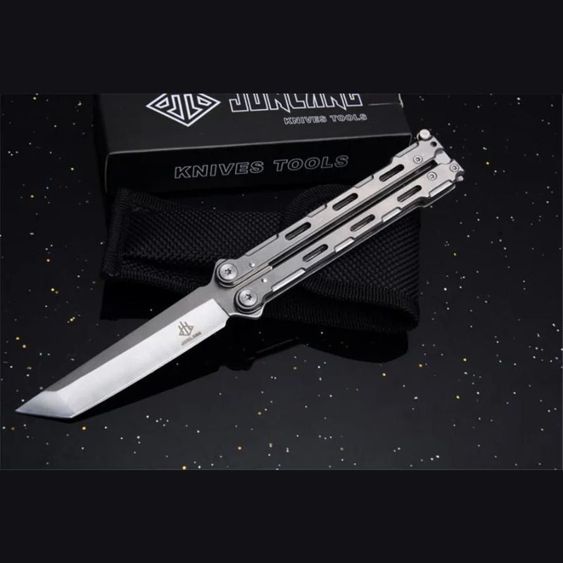 JunLang 03AB All-Steel Hunting Knife: 210mm Heavy-Duty Folder | 58HRC Corrosion Resistant