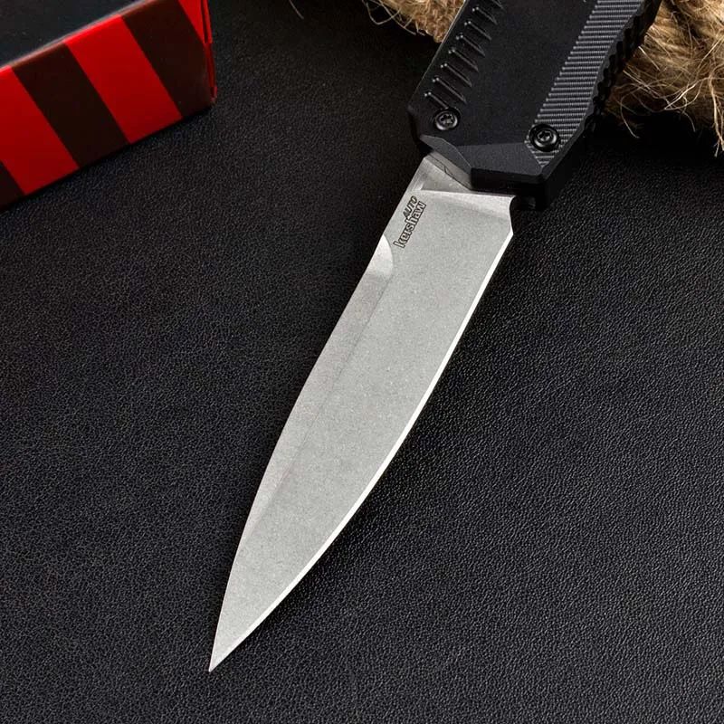 Professional Title: Kershaw 9000 Automatic Knife: 205mm Aviation Aluminum | 60 HRC Stone Wash Tactical Folder