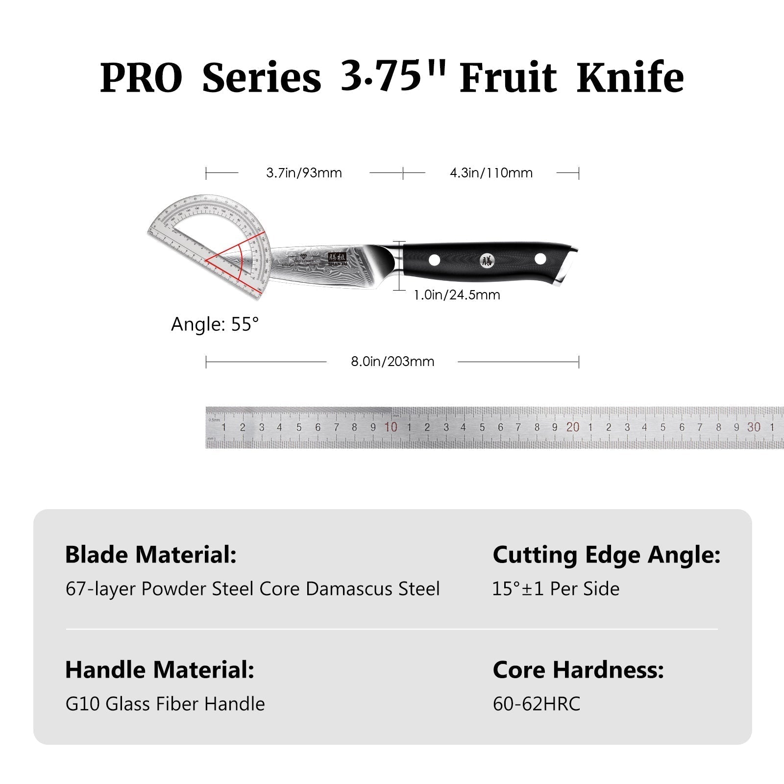Kitchen Knife Damascus Steel Paring Knife 3.5 inch Small