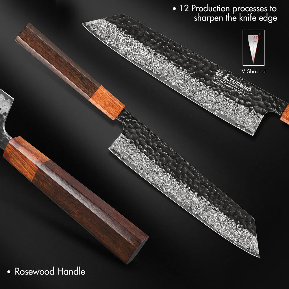 KnivesCollection™ | 8.2" Japanese Damascus Kiritsuke Knife | VG10 Steel & Rosewood