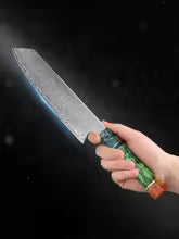 KnivesCollection™ | 8" Damascus Chef Knife | VG10 Core & Unique Stabilized Wood Handle