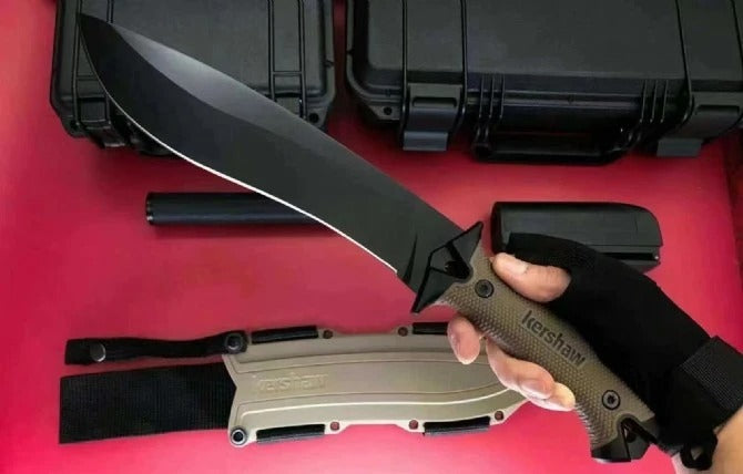 KnivesCollection™ | Kershaw 1077TAN Camp 10 Fixed Blade | 10" 65Mn Carbon Steel