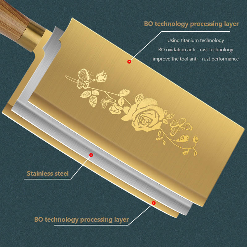 Luxury Gold Kitchen Knife Set Stainless Steel Blade with Golden Titanium