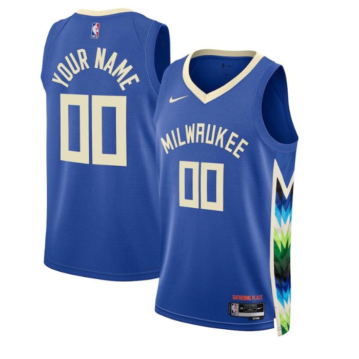 Milwaukee Bucks  Unisex 2023 Swingman Custom Jersey - City Edition - Royal - Jersey Teams World