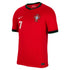 Portugal Nike Home Stadium Shirt 2024 with Ronaldo 7 printing Authentic T-shirt - Red