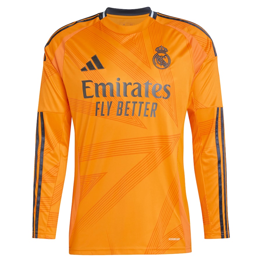 Real Madrid adidas 2024/25 Away Long Sleeve Player Kylian Mbappé  9 Authentic T-shirt - Orange
