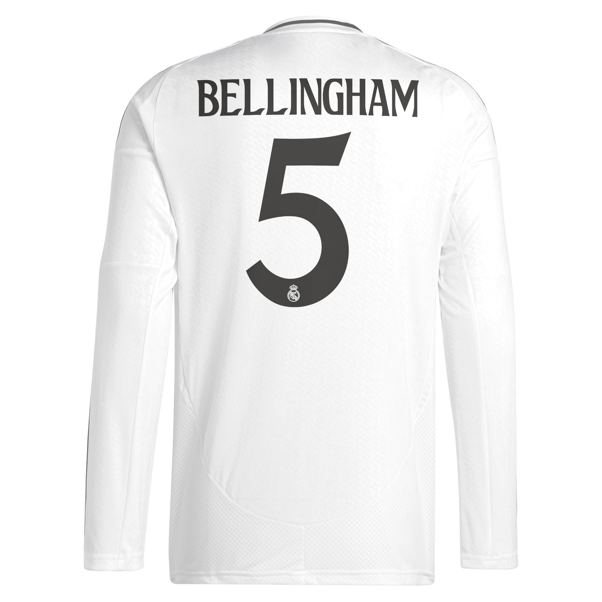 Real Madrid adidas 2024/25 Home Long Sleeve Jude Bellingham 5 Player Authentic T-shirt - White