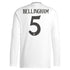 Real Madrid adidas 2024/25 Home Long Sleeve Jude Bellingham 5 Player Authentic T-shirt - White