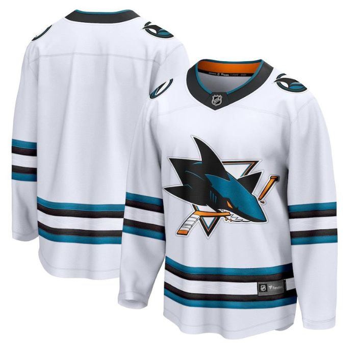 San Jose Sharks Unisex Away Premier Breakaway Personalizedized Jersey - White - Jersey Teams World