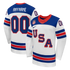 USA National Hockey Away Jersey 2026 - White/Blue/Red Shirt - Custom Name & Number