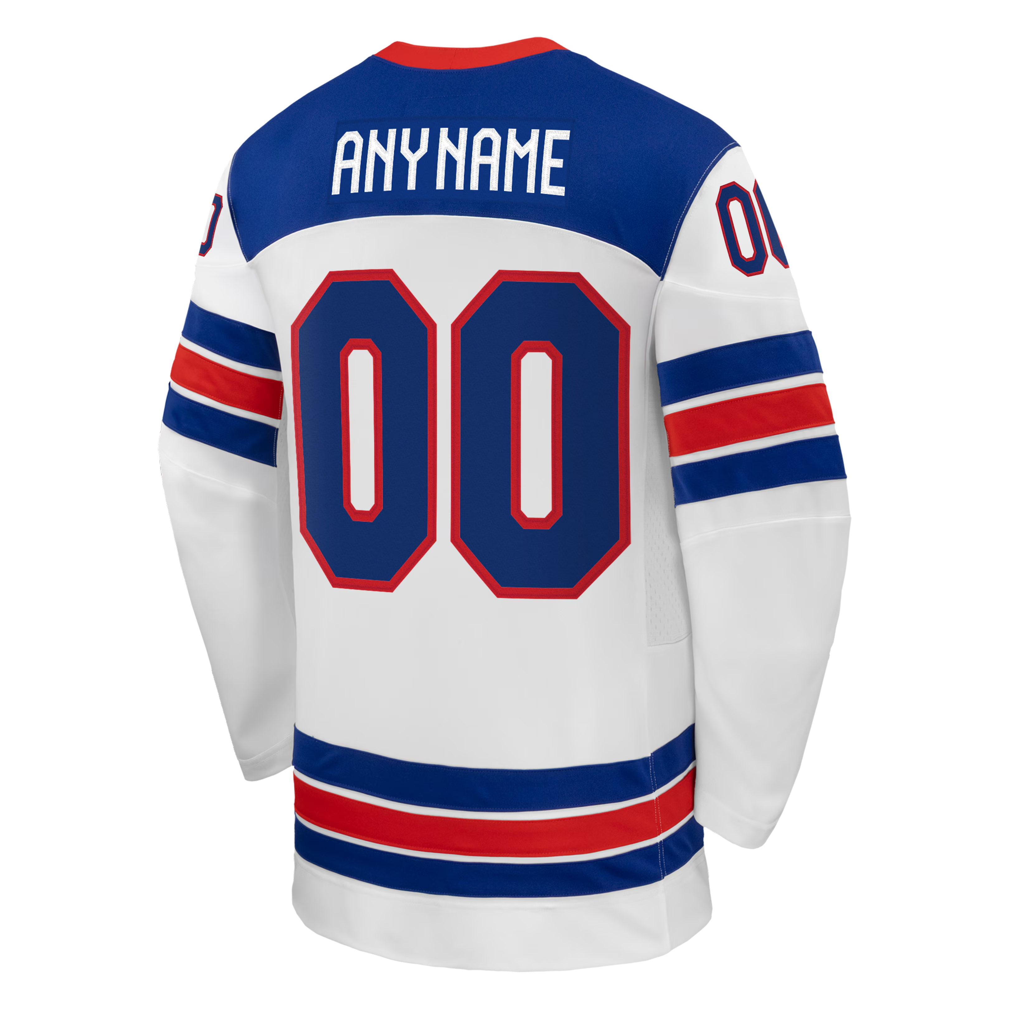 USA National Hockey Away Jersey 2026 - White/Blue/Red Shirt - Custom Name & Number