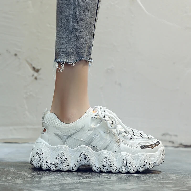 Fashion Chunky Sneakers Women Plus Size 41 42 Thick Sole Casual Shoes Ladies