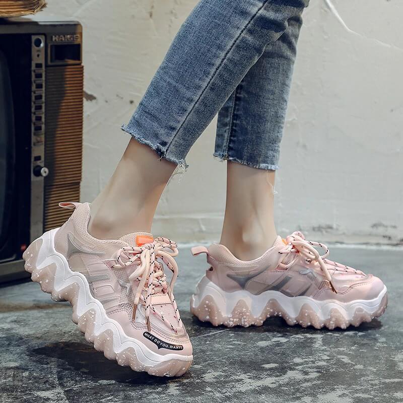 Fashion Chunky Sneakers Women Plus Size 41 42 Thick Sole Casual Shoes Ladies